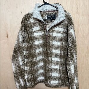 True Grit Men's Zip Up Sweater - Olive and Cream